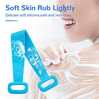 Silicone Bath Body Brush, Exfoliating Lengthen Silicone Body Back Scrubber, Easy to Clean, Lathers Well, Eco Friendly, Long Lasting, Comfortable Massage for Shower (Blue)