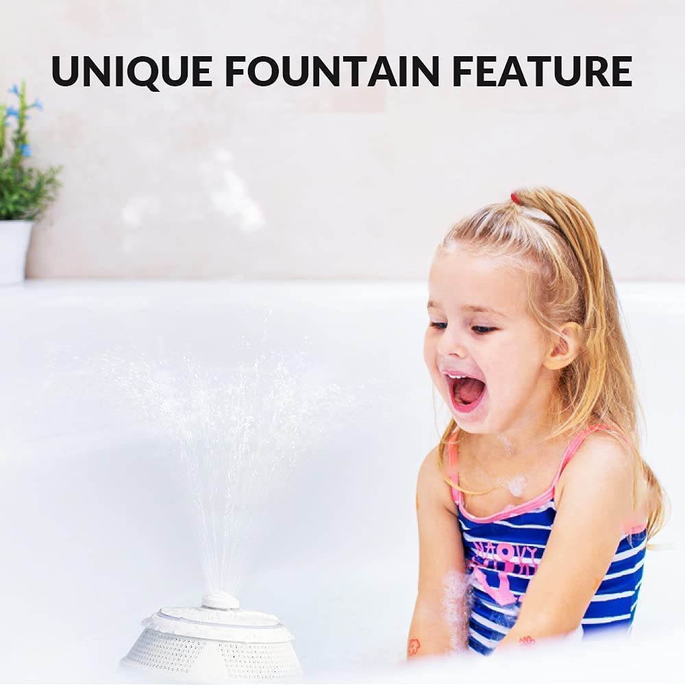 Fountain Waterproof Bluetooth Speaker, Wireless Shower Floating Party Outdoor Pool Speakers with Lights Deep Bass for Hot Tub Water (White)