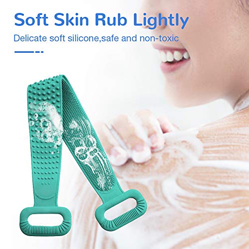 Silicone Bath Body Brush, Exfoliating Lengthen Silicone Body Back Scrubber, Easy to Clean, Lathers Well, Eco Friendly, Long Lasting, Comfortable Massage for Shower
