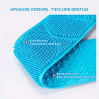 [Upgraded] Meidong Silicone Bath Body Brush 35.5 inch Sword Handle Back Scrubber for Shower, Exfoliating Lengthen, Easy to Clean, Lathers Well, Eco Friendly, Comfortable Massage for Shower (Blue)