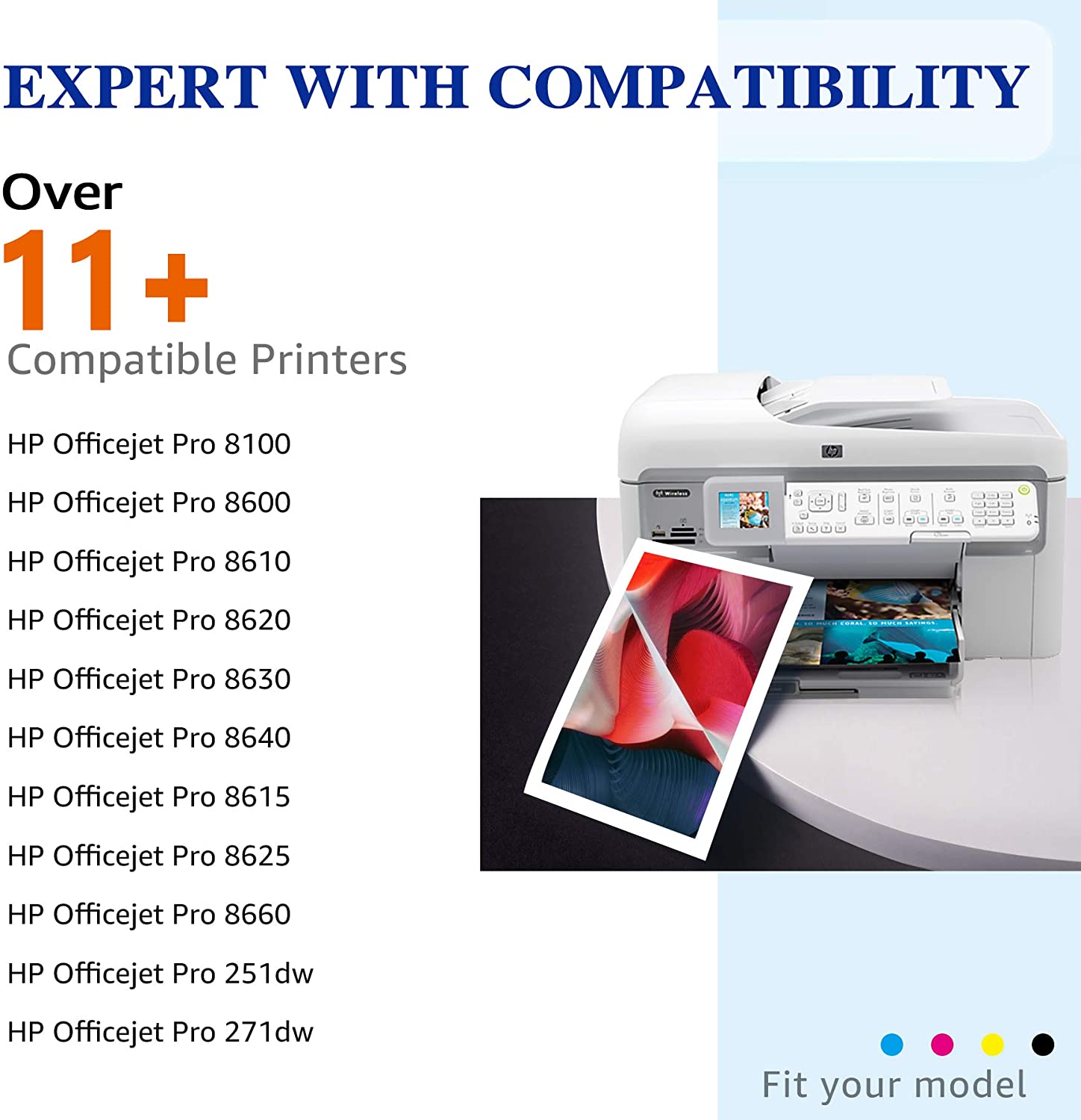 Compatible Ink Cartridge Replacement for HP 950XL 951XL 950 XL 951 XL for Officejet Pro 8600 8610 8620 8625 8100 8615 8630 8640 8660 251dw 276dw Printer (4 Black 2 Yellow 2 Cyan 2 Magenta)