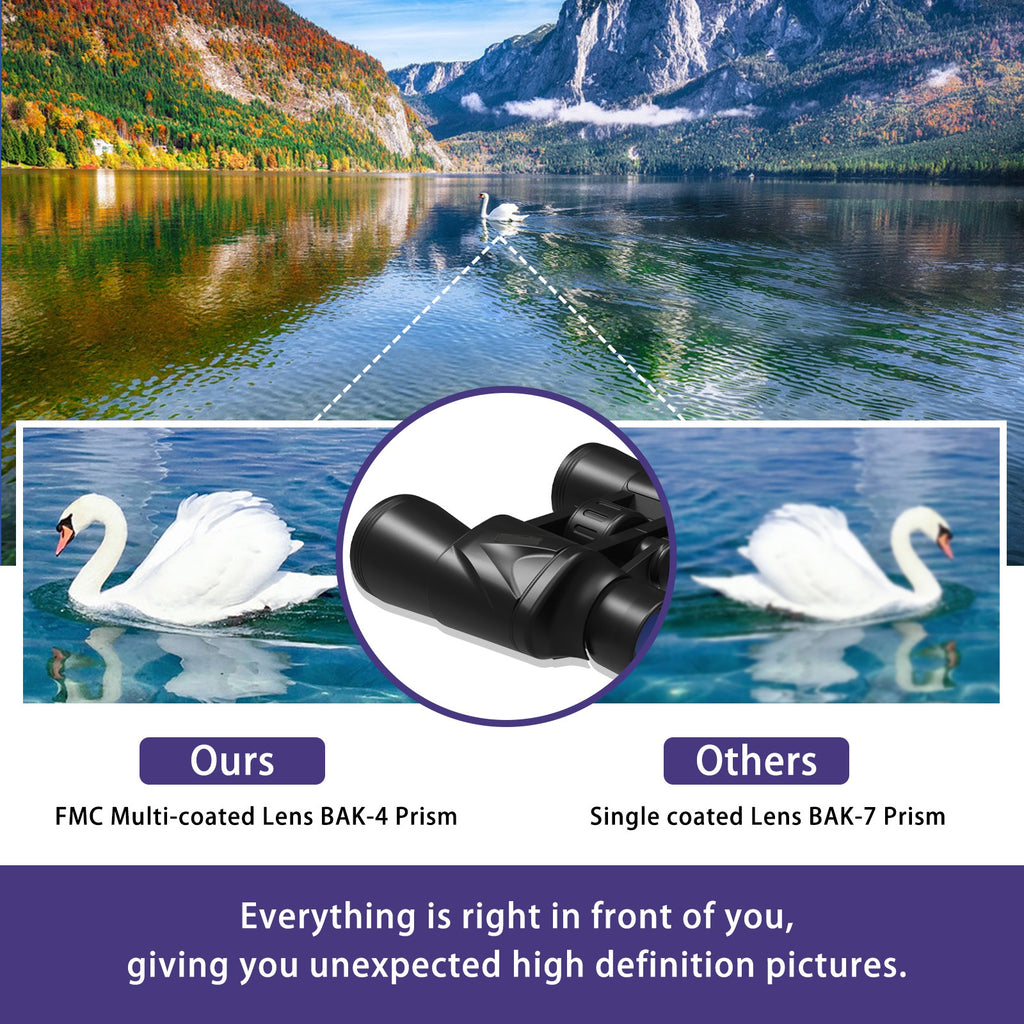 20x50 High Power Binoculars for Adults, Compact Waterproof Binoculars for Bird Watching Hunting Travel Football Games Stargazing - BAK4 Prism FMC Lens