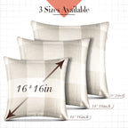 Throw Pillow Covers – Set of 2 Farmhouse Decorative Pillowcases for Home Decor, Sofa, Bedroom, Car, 100% Linen Cushion Case with Plaids on Both Sides, 18 x 18 Inch