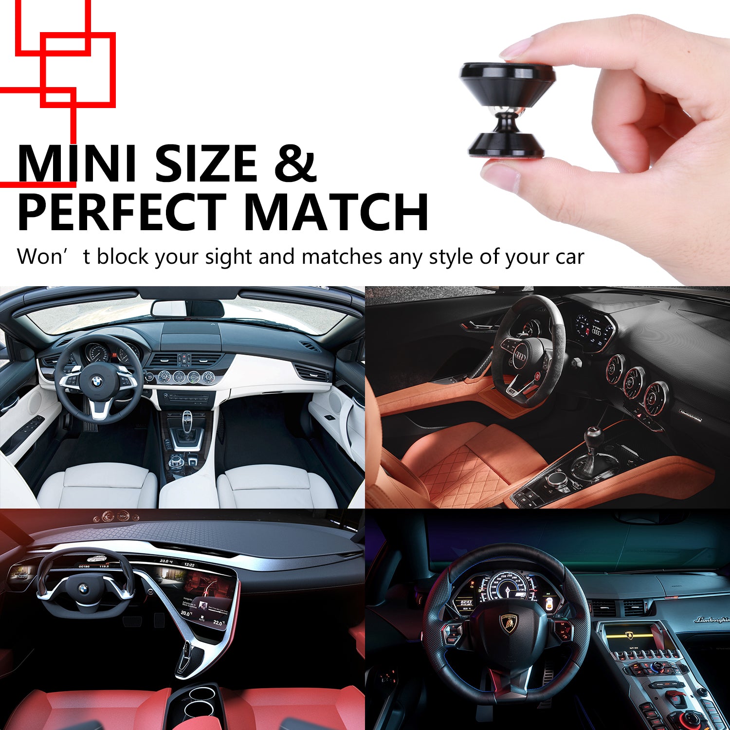 Magnetic Phone Holder Mount for Car - FITFORT Universal 360° Rotation Car Dashboard Stand with Super Strong Magnet for iPhone X/8/8Plus/7/7Plus, S9 / S9+ Plus / S8 / S8+ Plus / S7 / S6, GPS, Mini Tablet and More