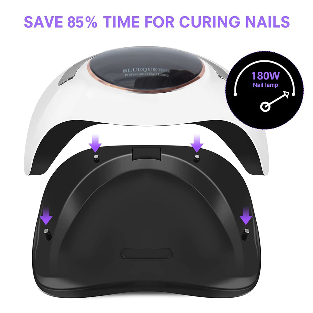 UV LED Nail Lamp - 180W Gel Nail Polish UV Light for Nail Dryer Curing Lamp Faster 4 Timer Setting Professional Portable Handle for Fingernail and Toenail Auto Sensor Nail Machine (180W)
