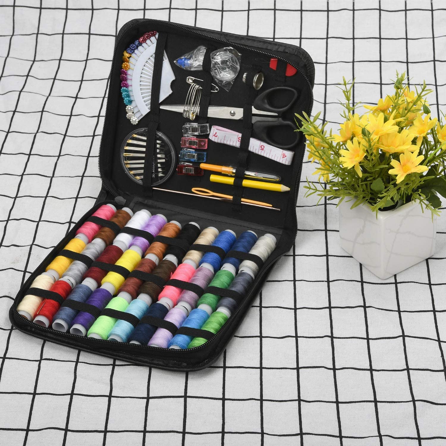 Sewing Kit for Adults, 112 pcs Sewing Supplies for Home Travel and Emergency, Sewing Repair Kits Gift for Beginners Traveler Emergency