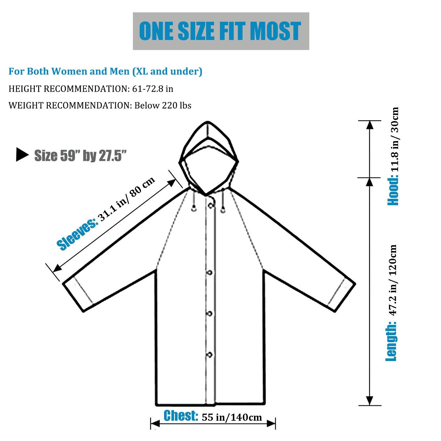 EVA Rain Poncho for Adults, 2 Pack Reusable Raincoat with Hoods and Sleeves Lightweight Rain, White