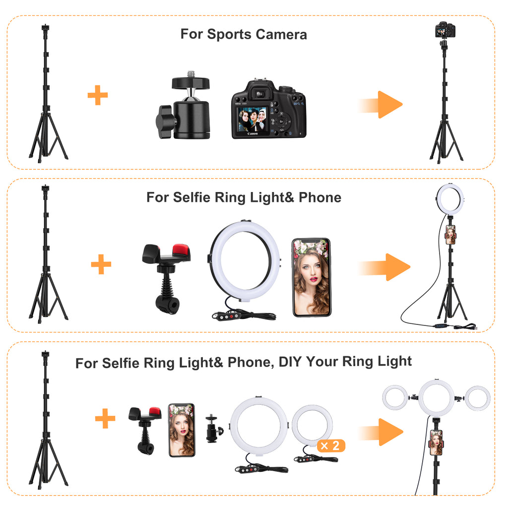8'' Selfie Ring Light with Tripod Stand - Dimmable Selfie Ring Light LED Camera Ringlight with Tripod and Phone Holder, Remote(Upgraded)