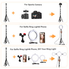 8'' Selfie Ring Light with Tripod Stand - Dimmable Selfie Ring Light LED Camera Ringlight with Tripod and Phone Holder, Remote(Upgraded)