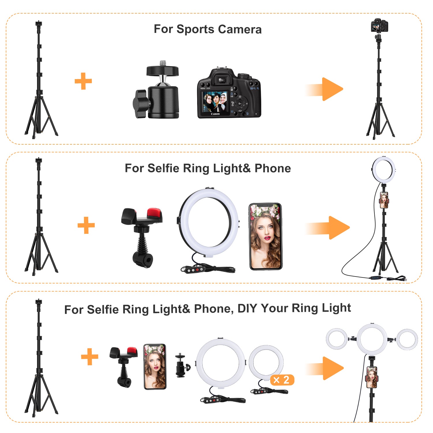8'' Selfie Ring Light with Tripod Stand - Dimmable Selfie Ring Light LED Camera Ringlight with Tripod and Phone Holder, Remote(Upgraded)