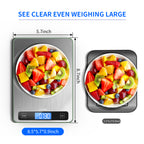 Food Scale 33lb Digital Kitchen Scale with 1g/0.05oz Precise Graduation, 5 Units LCD Display Scale for Cooking/Baking in KG, G, oz, ml, and lb, Easy Clean Stainless Steel and Tempered Glass
