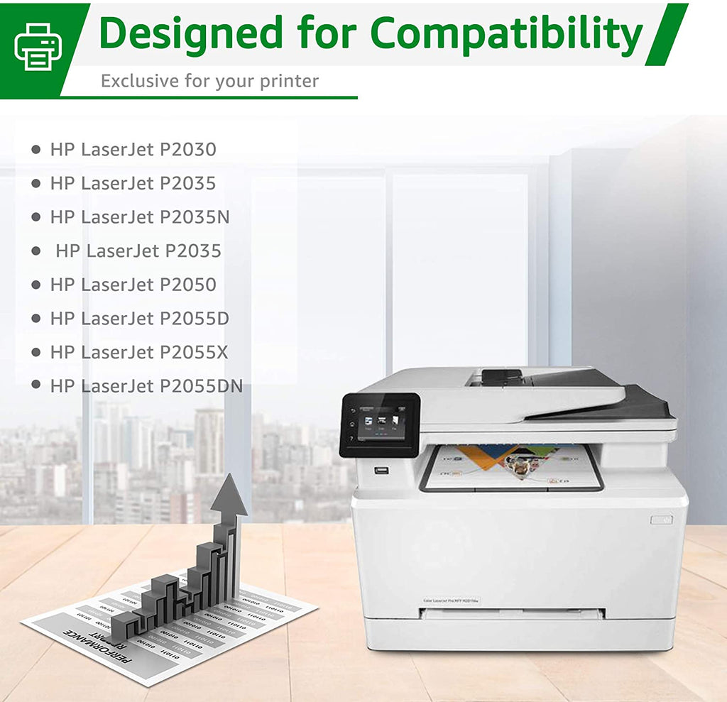 GREENSKY Compatible Ink Cartridge Replacement for HP P2035 P2035N P2055DN P2030 P2050 P2055D P2055X (Black, 2-Pack) Printer