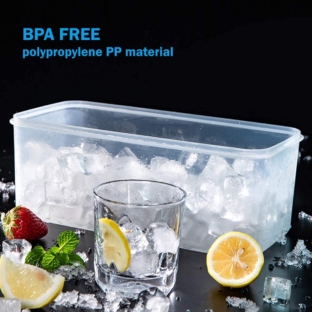 Ice Cube Trays 4 Pack (128 Ice Cubes), Stackable Silicone Bottom Ice Trays Ice Cube Molds Container Set with Airtight Lid