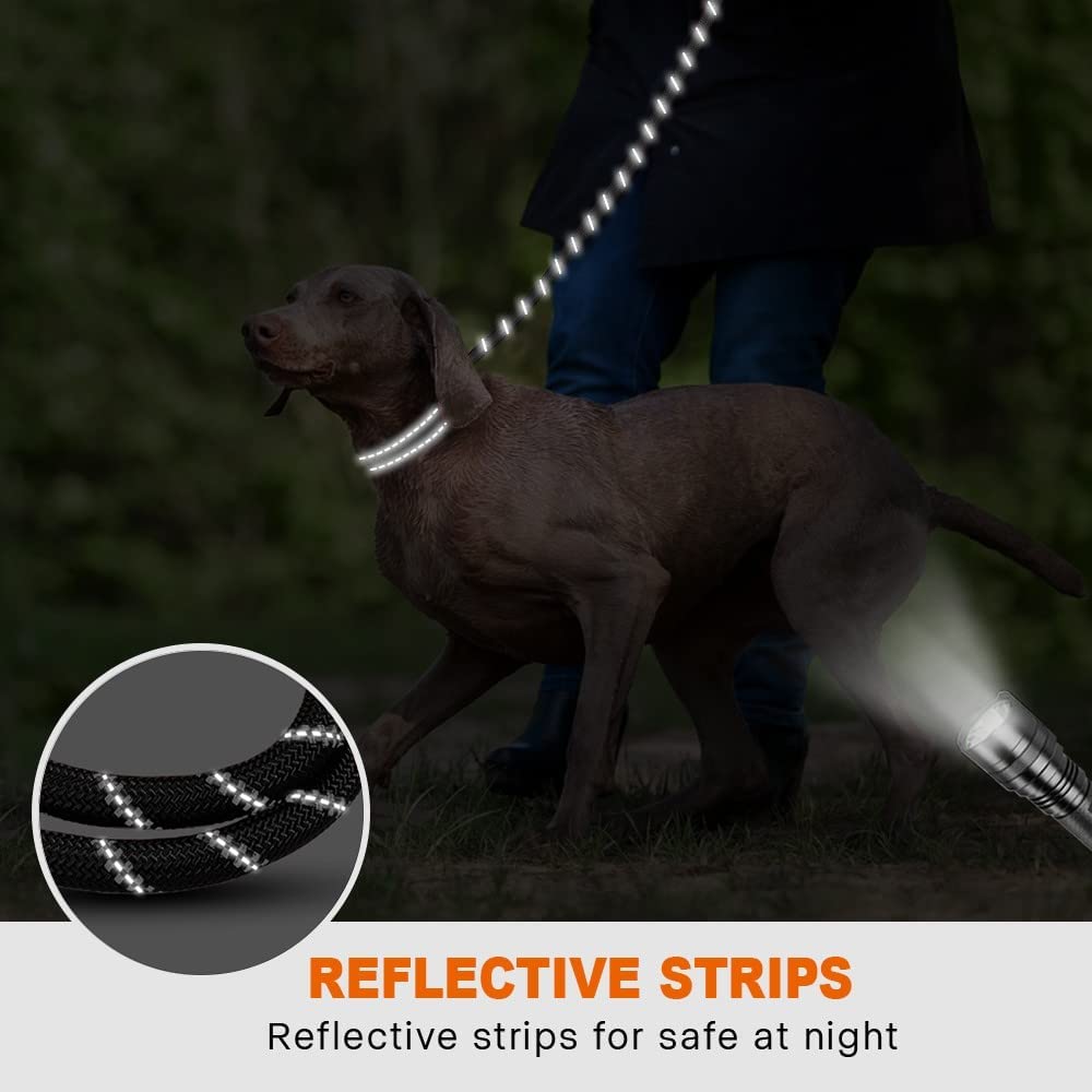 Rope Dog Leash 6FT with Comfortable Padded Handle, Highly Reflective Threads Strong Dog Leash for Puppies Small Medium and Large Dogs