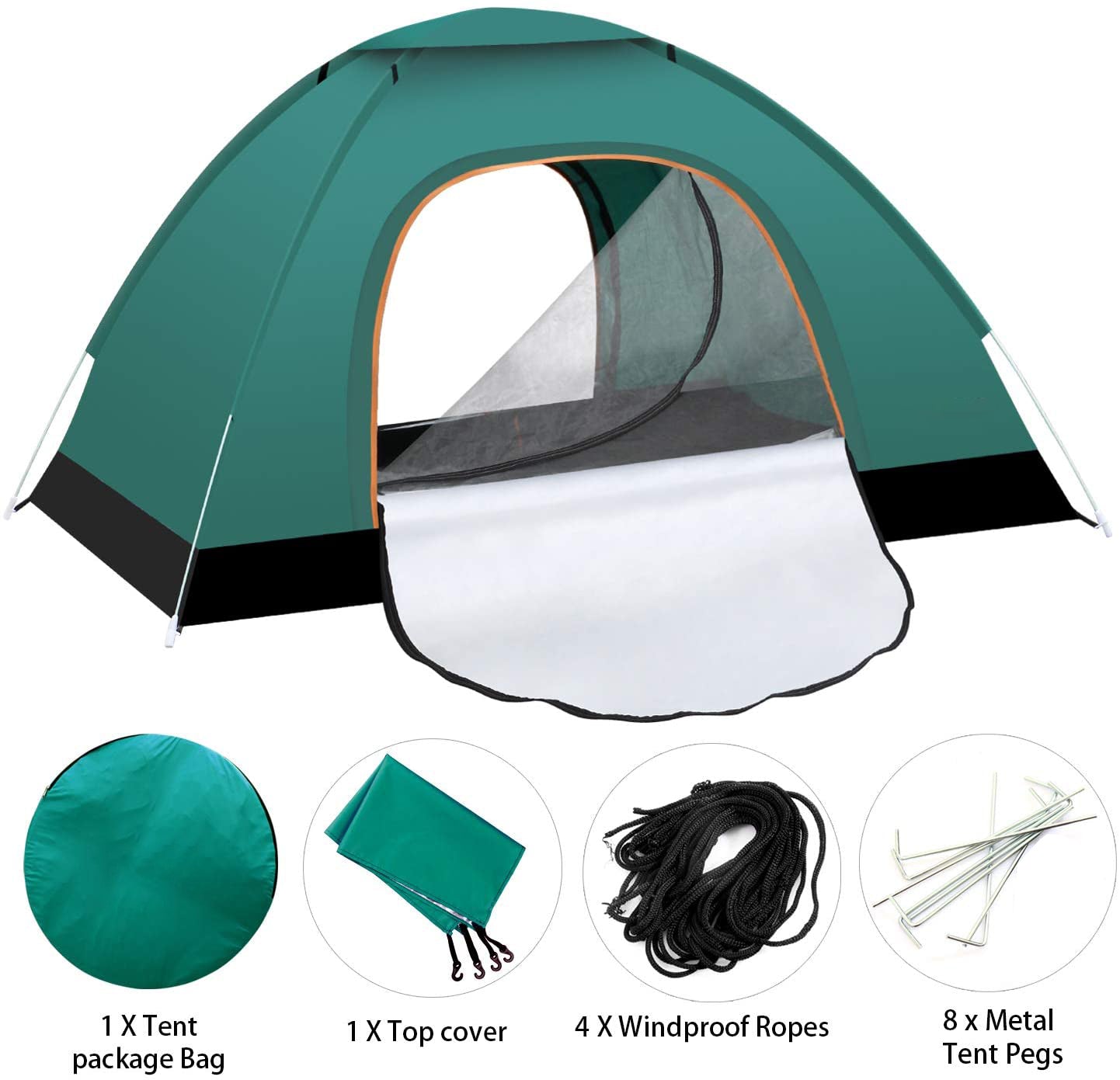 Instant Automatic pop up Camping Tent, 3-4 Persons Lightweight Tent, Waterproof, UV Protection, Perfect for Beach, Outdoor, Traveling, Hiking, Camping, Hunting, Fishing