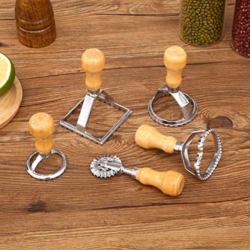 Ravioli Stamp Maker Cutter Round Shapes Mold with Wooden Handle with Dumplings Maker Sets (13 Pack)