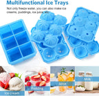 Ice Cube Trays, 3 Pack Food-Grade Silicone Ice Cube Trays Round Big Ice Balls Square Diamond Ice Cube Molds, Reusable and BPA Free Easy Release Reusable for Chilling Whiskey Wine Cocktail