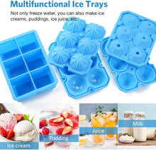 Load image into Gallery viewer, Ice Cube Trays, 3 Pack Food-Grade Silicone Ice Cube Trays Round Big Ice Balls Square Diamond Ice Cube Molds, Reusable and BPA Free Easy Release Reusable for Chilling Whiskey Wine Cocktail
