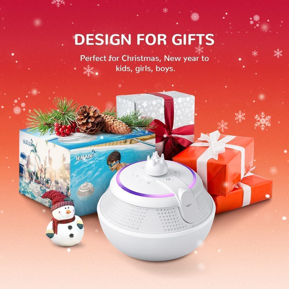 Fountain Waterproof Bluetooth Speaker, Wireless Shower Floating Party Outdoor Pool Speakers with Lights Deep Bass for Hot Tub Water (White)
