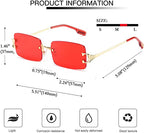 Sunglasses 90s Frameless Rectangle Tinted Lens Eyewear Candy Color Glasses for Women Men