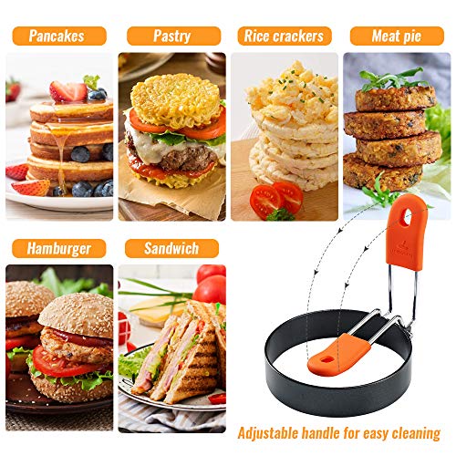 Stainless Steel Egg Rings, Round Breakfast Household Mold Tool Cooking, Non Stick Circle Shaper Egg Rings For Frying Meat Pie, Sandwiches, Egg Maker Molds Set (2 Pack)