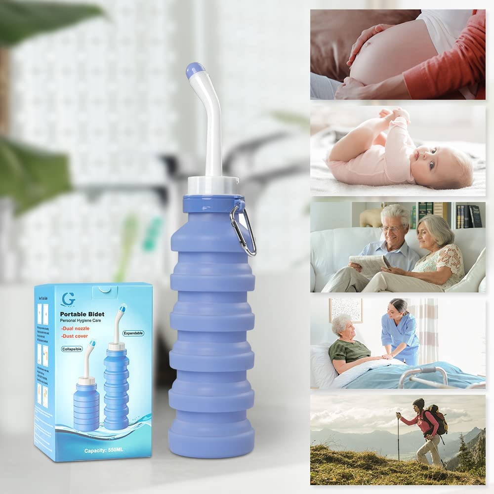 Portable Travel Bidet Collapsible & Expandable Handheld Personal Bidet 550ml Perineal Bottle for Postpartum Care/Personal Hygiene Cleaning