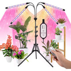 LED Grow Lights for Indoor Plants Full Spectrum Plant Light with 4-Head LED Grow Light, 15-60 in Adjustable Tripod Stand, Red Blue with Remote Control