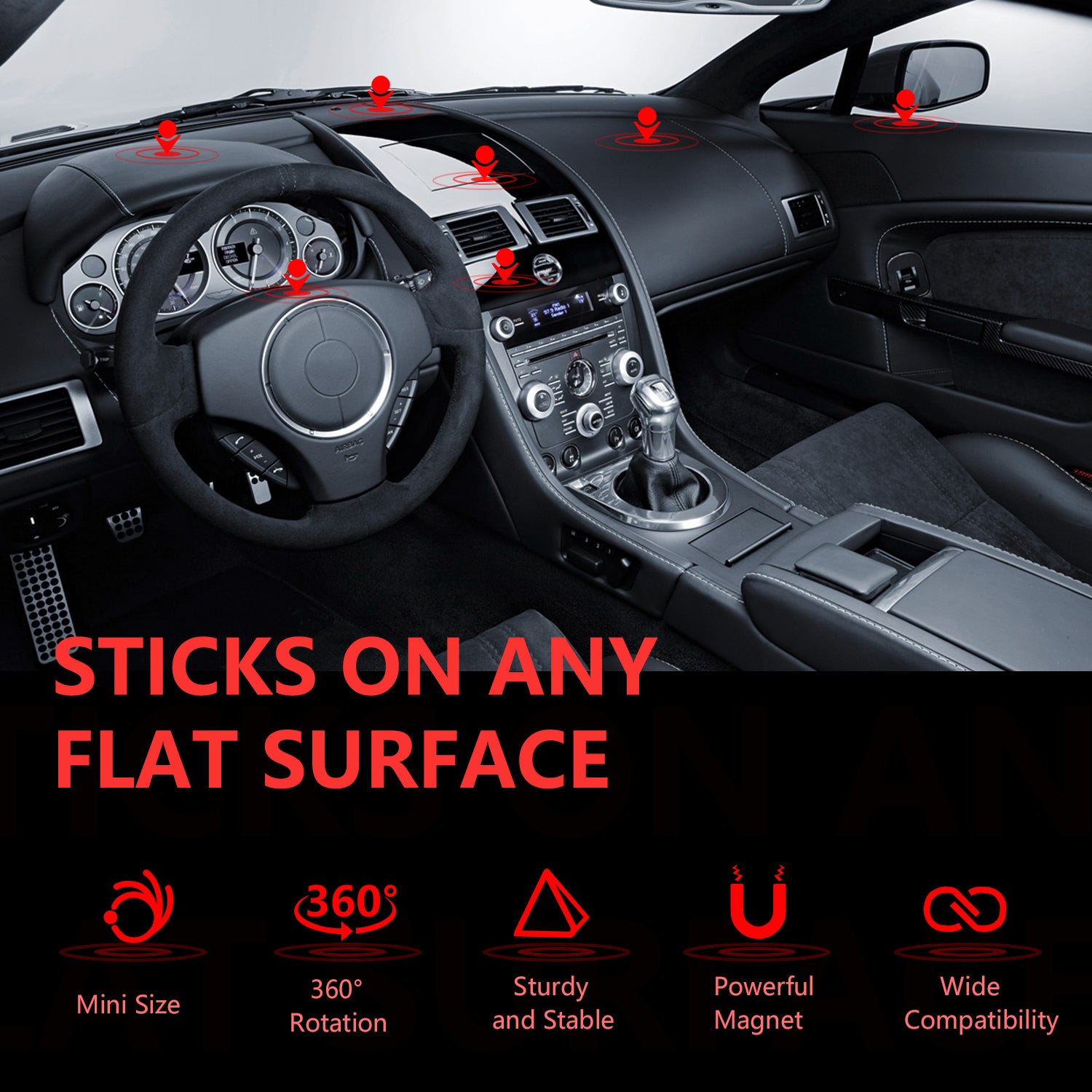 Magnetic Phone Holder Mount for Car - FITFORT Universal 360° Rotation Car Dashboard Stand with Super Strong Magnet for iPhone X/8/8Plus/7/7Plus, S9 / S9+ Plus / S8 / S8+ Plus / S7 / S6, GPS, Mini Tablet and More