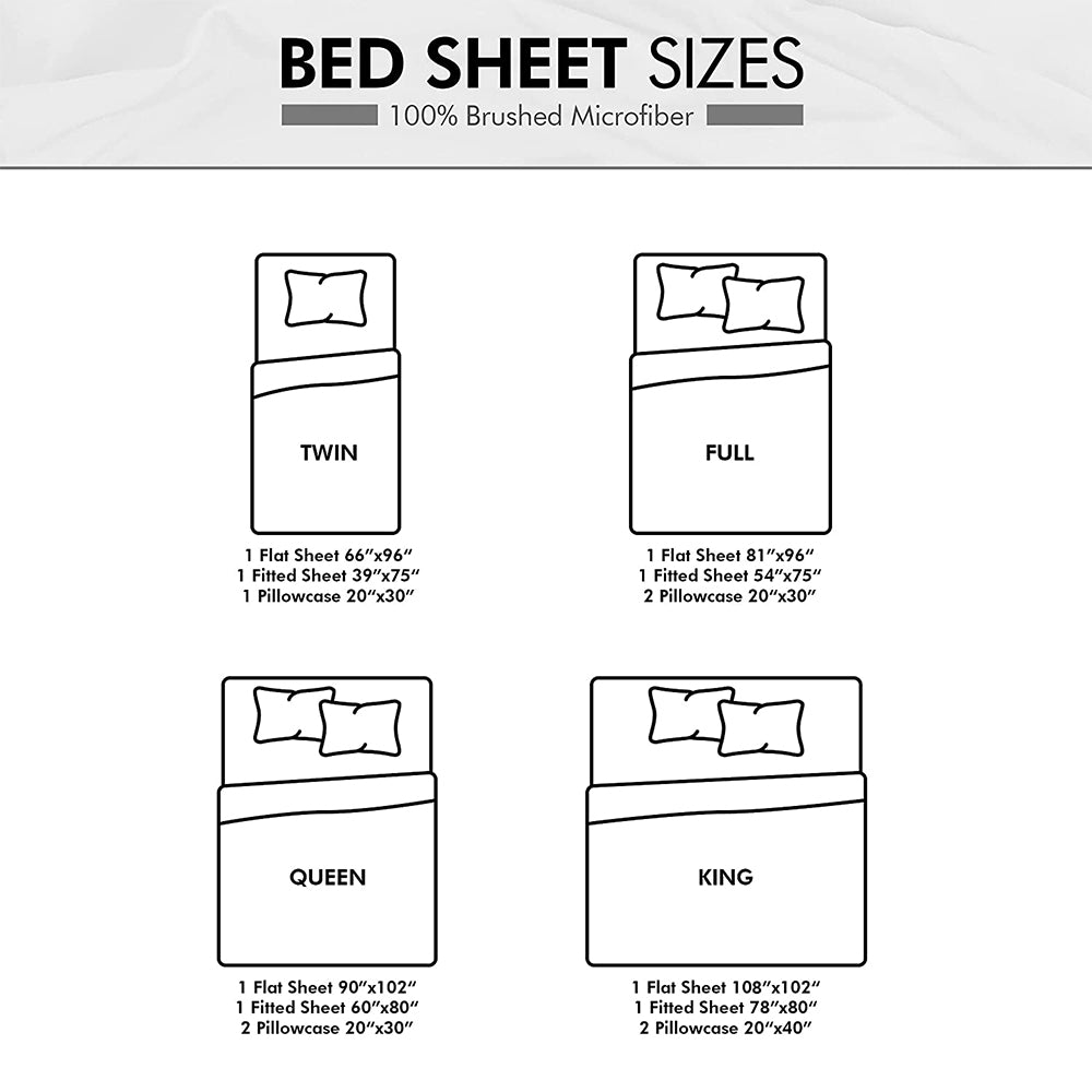 Swtroom Bedding Queen Bed Sheets Set - 4 Piece Bedding - Brushed Microfiber - Shrinkage and Fade Resistant - Easy Care (Queen, Grey)