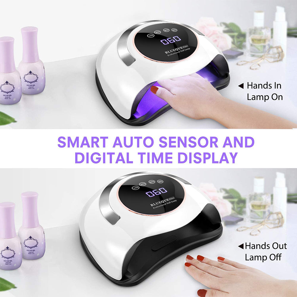 UV LED Nail Lamp - 180W Gel Nail Polish UV Light for Nail Dryer Curing Lamp Faster 4 Timer Setting Professional Portable Handle for Fingernail and Toenail Auto Sensor Nail Machine (180W)