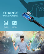 Link Cable 16FT/5M Compatible for Oculus Quest 2, FLOPAD Nylon Braided High Speed Data Transfer & Fast Charging Cable Compatible for VR Headset Quest Headset and Gaming PC