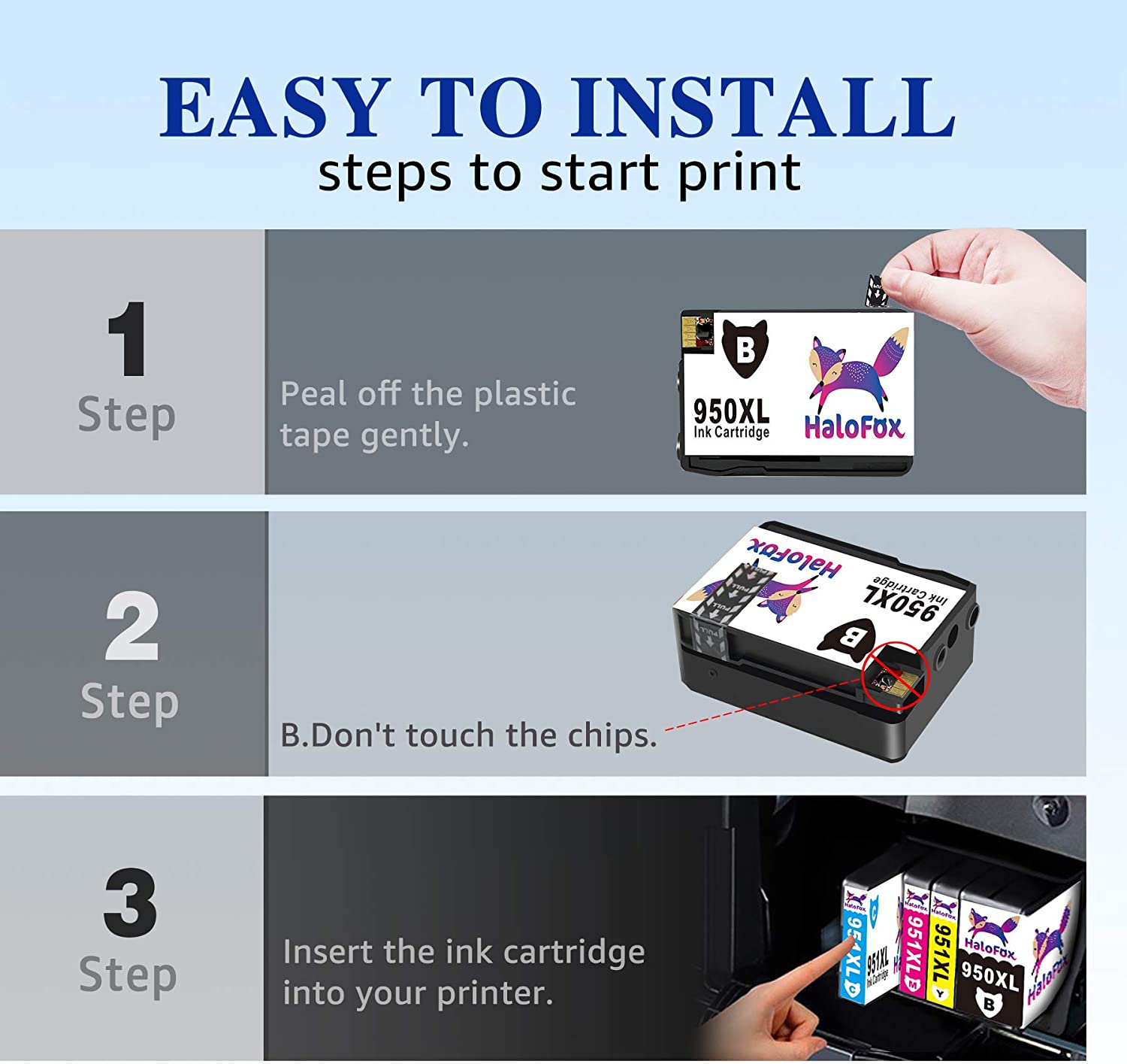 Compatible Ink Cartridge Replacement for HP 950XL 951XL 950 XL 951 XL for Officejet Pro 8600 8610 8620 8625 8100 8615 8630 8640 8660 251dw 276dw Printer (4 Black 2 Yellow 2 Cyan 2 Magenta)