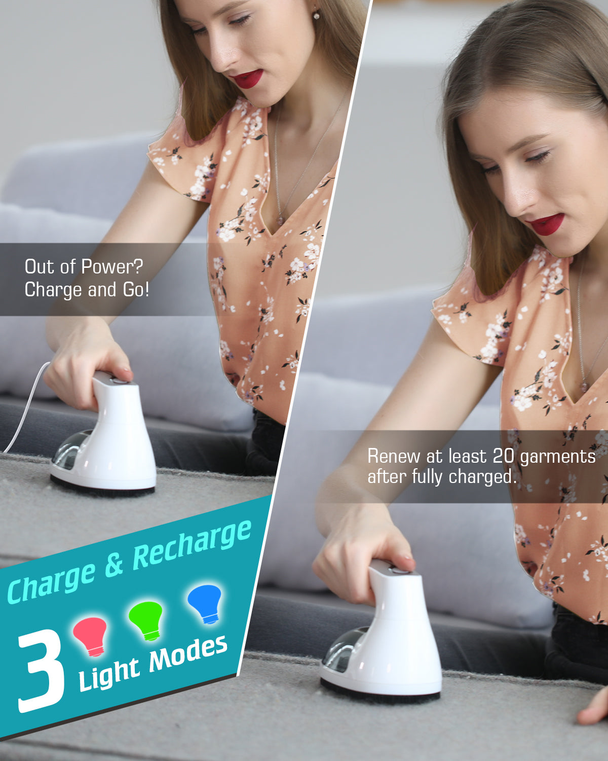 Upgraded Rechargeable Fabric Shaver Lint Remover - Fabric Defuzzer Electric Lint Fuzz Pills Remover with Quandruple Protection & 2 Replaceable 6-leaf Blades, Trimmer Effectively Faster by 50%