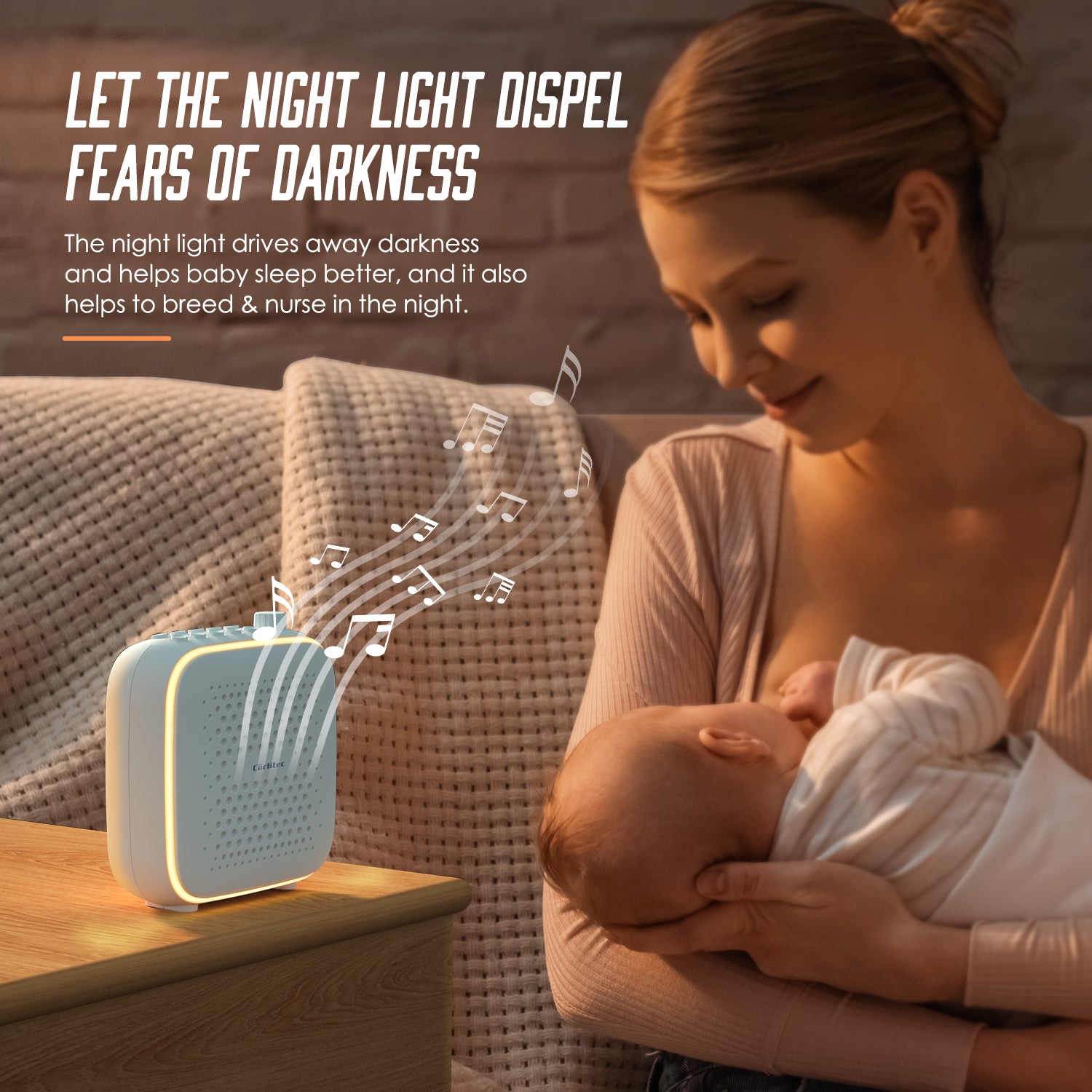 Corlitec White Noise Machine with Night Light, High Fidelity Sound Machine with 39 Sleep Soundtracks for Sleep & Relaxing, Compact Sleep Machine with Timer for Home, Nursery, Office, and Travel