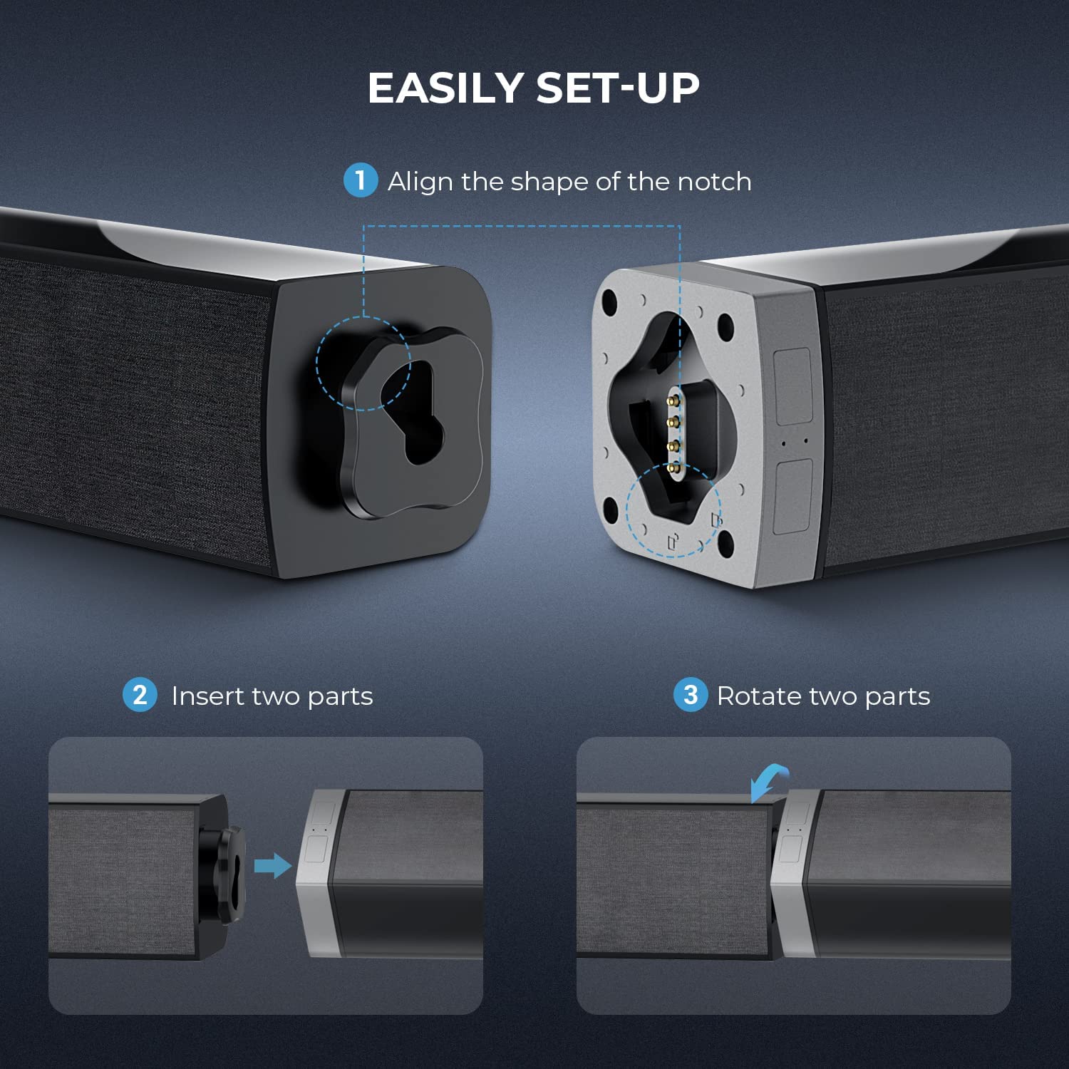 TV Sound Bar, Split Sound Bars for TV 50W 32inch Wired & Wireless Bluetooth Sound Bar Home Theater Audio Speakers with Optical/HDMI/AUX/Remote Control/Bases