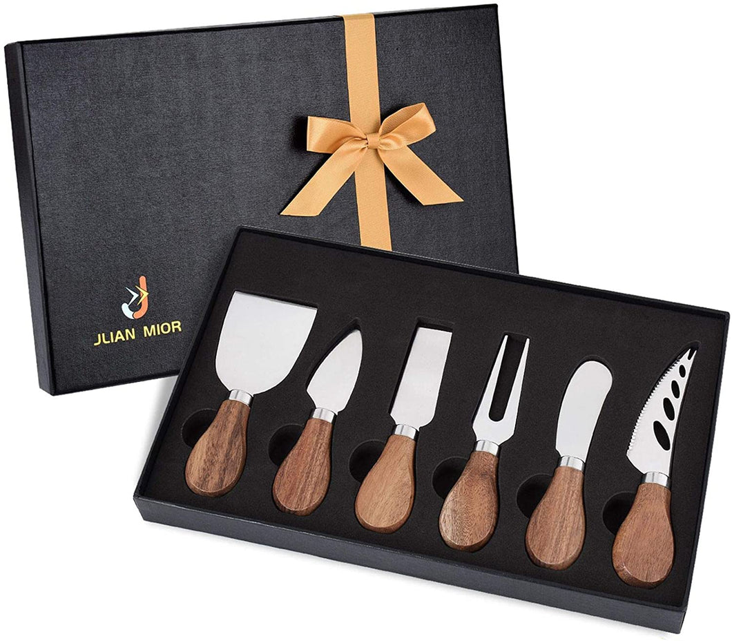 Cheese Knives Set Cheese Spreader Slicer Cheese Cutter Cheese Fork Cheese Spreading Knife for Charcuterie Boards Cutlery Gift Set 6 Pieces Cheese Knife Utensils Set