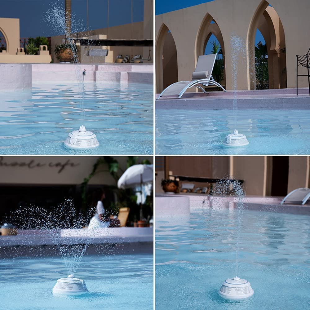 Fountain Waterproof Bluetooth Speaker, Wireless Shower Floating Party Outdoor Pool Speakers with Lights Deep Bass for Hot Tub Water (White)