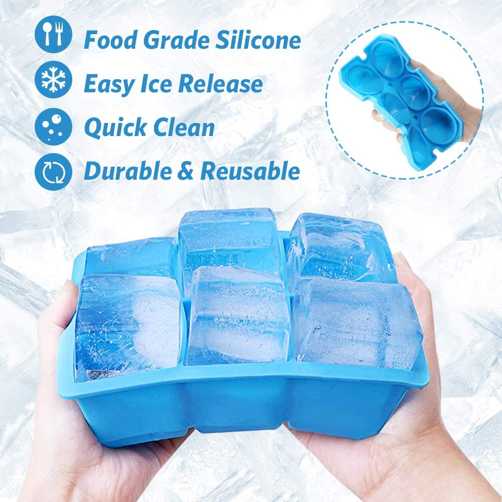 Ice Cube Trays, 3 Pack Food-Grade Silicone Ice Cube Trays Round Big Ice Balls Square Diamond Ice Cube Molds, Reusable and BPA Free Easy Release Reusable for Chilling Whiskey Wine Cocktail