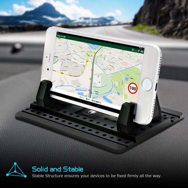 Cell Phone Holder for Car, Dashboard Car Pad Mat Vehicle GPS Mount Universal Fit All Smartphones, Compatible iPhone Xs/XS Max XR X 6S 7/8 Plus, Galaxy Note 9/8 S8/S9/S10 Plus J7 J3, Pixel 3 XL