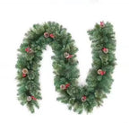 Christmas Garland Pre-Lit Artificial Green with Pine Cones Berry Clusters 40 Lights 6ft for Winter Christmas Indoor Outdoor New Year Xmas Decorations