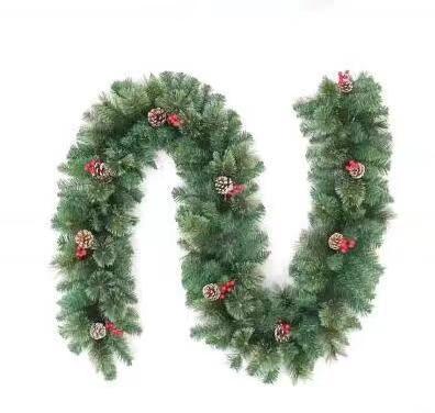 Christmas Garland Pre-Lit Artificial Green with Pine Cones Berry Clusters 40 Lights 6ft for Winter Christmas Indoor Outdoor New Year Xmas Decorations