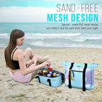 Mesh Beach Tote Bag with Cooler - Detachable Design with Picnic Cooler, Blue