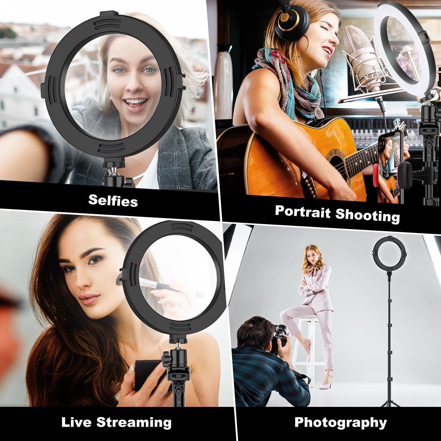 8'' Selfie Ring Light with Tripod Stand - Dimmable Selfie Ring Light LED Camera Ringlight with Tripod and Phone Holder, Remote(Upgraded)