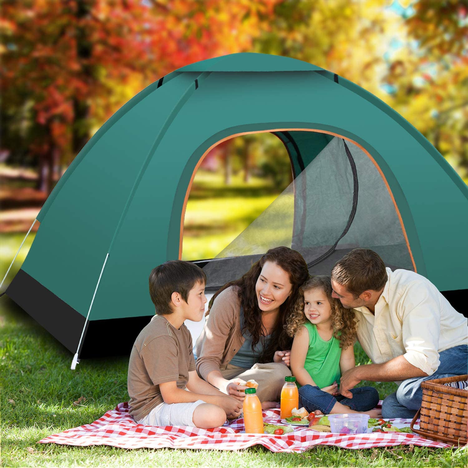 Instant Automatic pop up Camping Tent, 3-4 Persons Lightweight Tent, Waterproof, UV Protection, Perfect for Beach, Outdoor, Traveling, Hiking, Camping, Hunting, Fishing