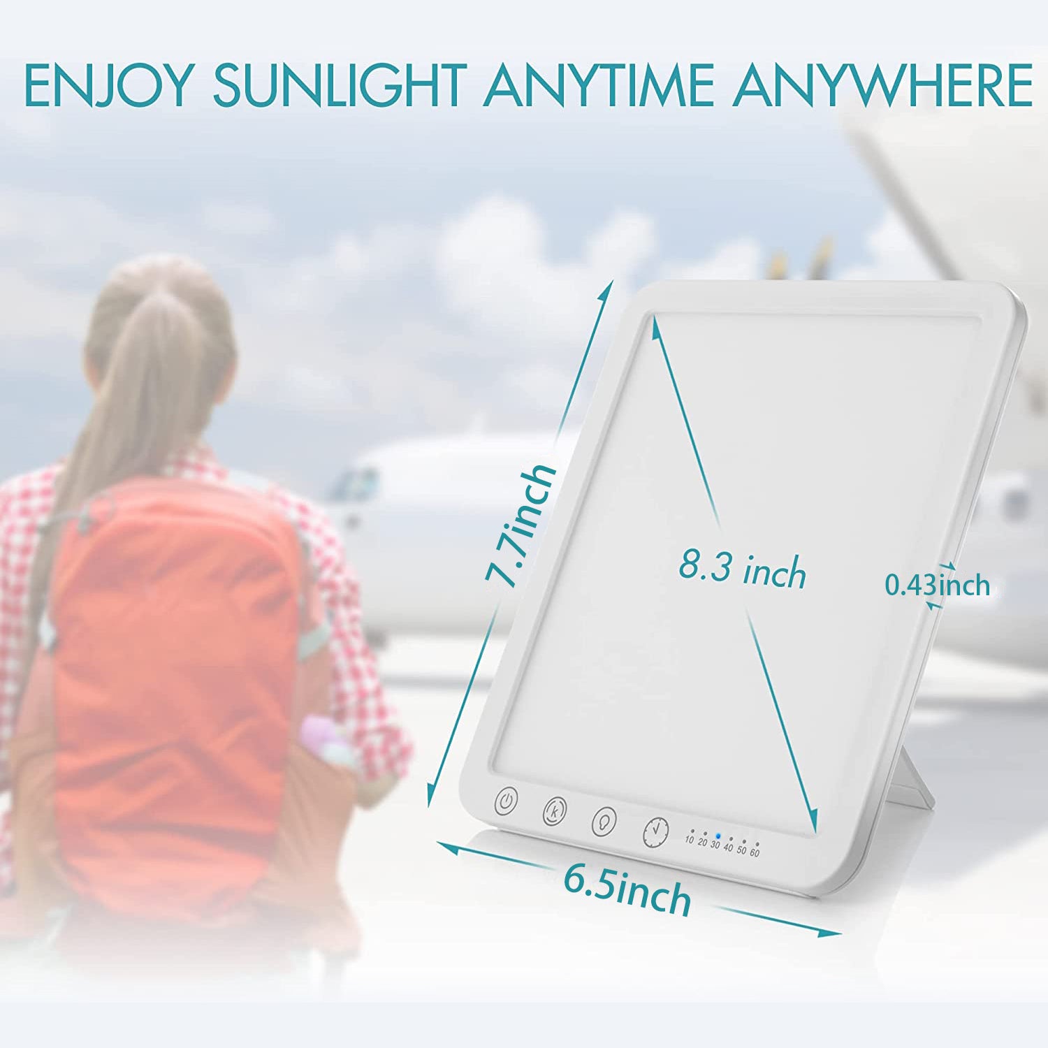 Light Therapy Lamp, UV-Free 15000 Lux Simulated Sunlight, 3 Color Temperature, 5 Brightness Levels, 10-60min Adjustable Timer, 180° Rotatable Stand, Memory Function, Touch Control LED Lamp for Indoor