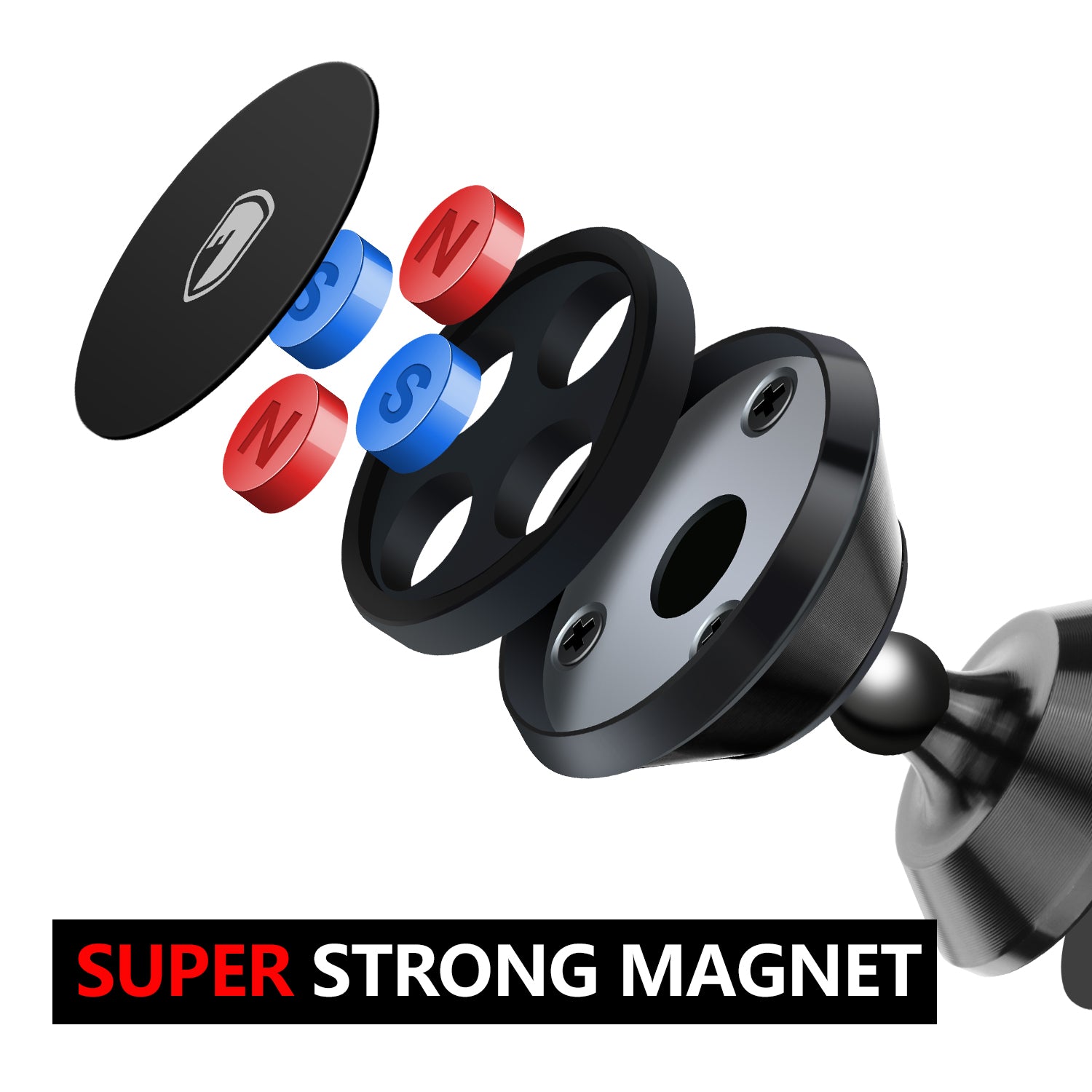 Magnetic Phone Holder Mount for Car - FITFORT Universal 360° Rotation Car Dashboard Stand with Super Strong Magnet for iPhone X/8/8Plus/7/7Plus, S9 / S9+ Plus / S8 / S8+ Plus / S7 / S6, GPS, Mini Tablet and More