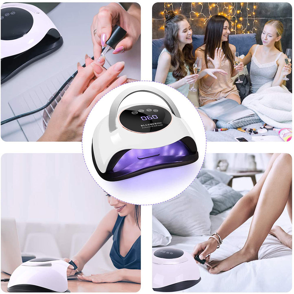 UV LED Nail Lamp - 180W Gel Nail Polish UV Light for Nail Dryer Curing Lamp Faster 4 Timer Setting Professional Portable Handle for Fingernail and Toenail Auto Sensor Nail Machine (180W)