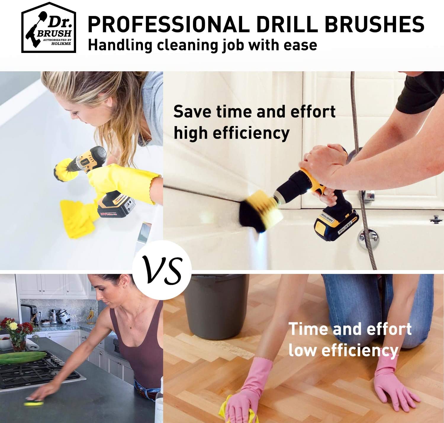 22 Piece Drill Brush Attachment Set, All Purpose Power Clean Scrubber Brush, Scrub Pads & Sponge for Bathroom, Kitchen,Grout,Tub,Tile,Corners,Auto