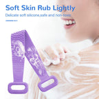 Meidong Silicone Bath Body Brush, Exfoliating Lengthen Silicone Body Back Scrubber, Easy to Clean, Lathers Well, Eco Friendly, Long Lasting, Comfortable Massage for Shower(Purple)