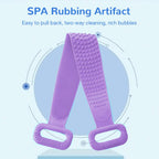Meidong Silicone Bath Body Brush, Exfoliating Lengthen Silicone Body Back Scrubber, Easy to Clean, Lathers Well, Eco Friendly, Long Lasting, Comfortable Massage for Shower(Purple)